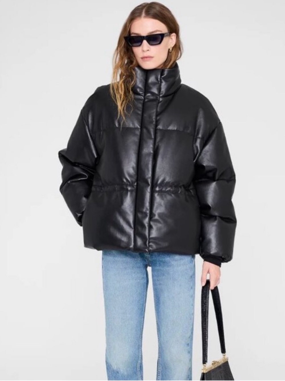 Anine Bing Black Leather Puffer Jacket
size S